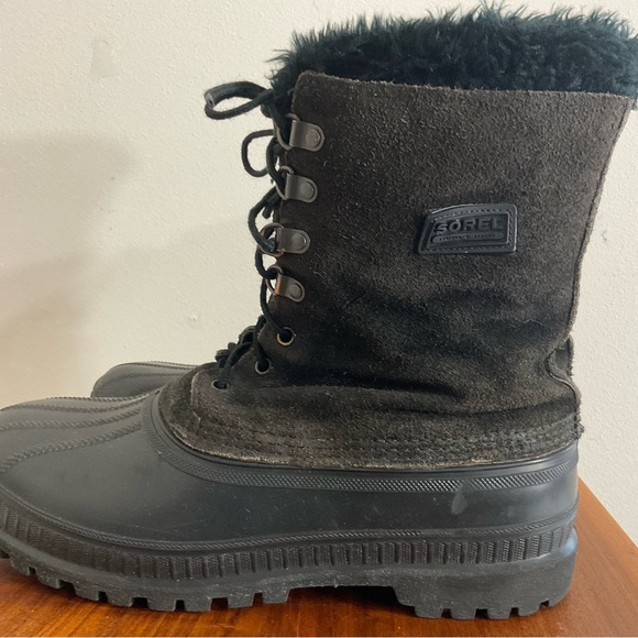 Sorel Caribou Men's Boots Size 9 All Black Waterproof, Winter/Snow Felt Lined - Picture 3 of 6
